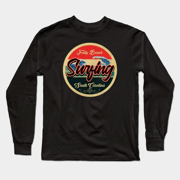 Folly Beach, South Carolina Surf Long Sleeve T-Shirt by CTShirts